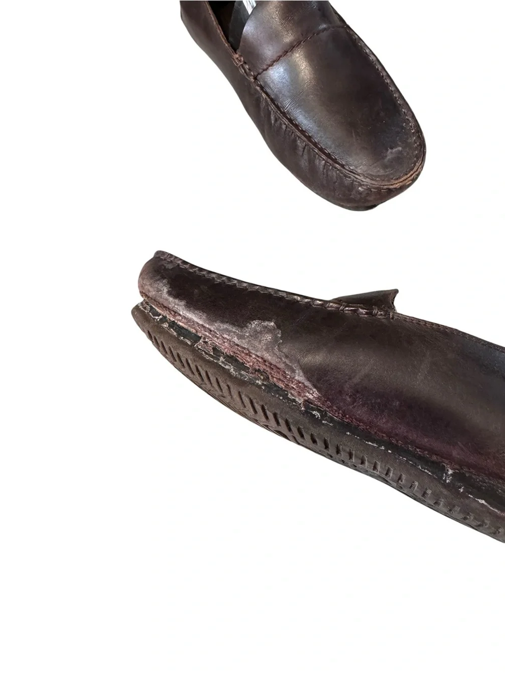 Vintage Gucci Men’s Brown Leather Driving Loafers Vibram Sole Size 7B Italy
